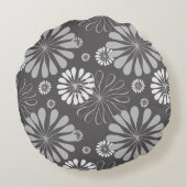 灰色フローラ円枕 ラウンドクッション (裏面)