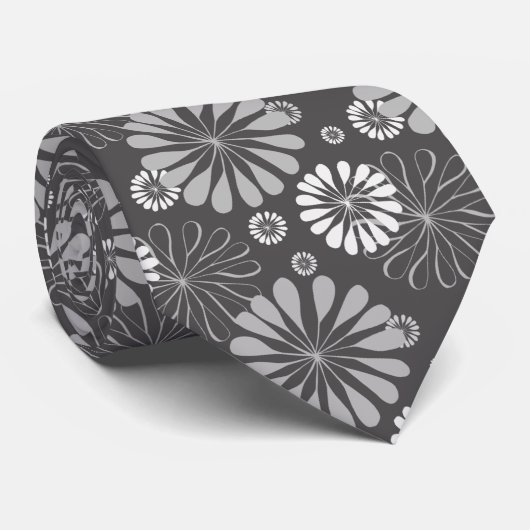 灰色フローラ ネクタイ (ロール)