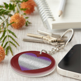 灰色プライド旗ステンドグラスハート キーホルダー