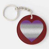 灰色プライド旗ステンドグラスハート キーホルダー (正面)