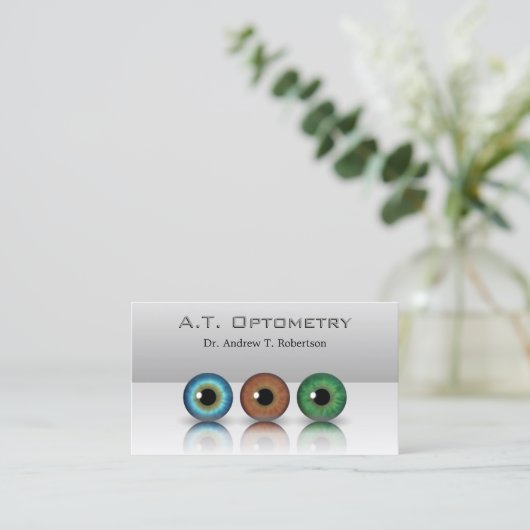 灰色プロフェッショナル眼球検眼法 名刺 (スタンド正面)