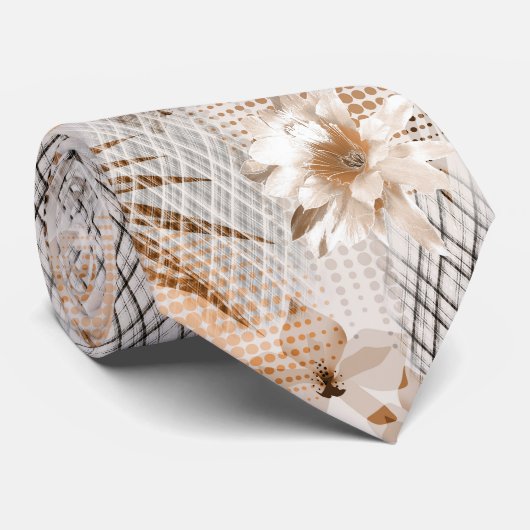 灰色ベージュのトロピカルパターン。 ネクタイ (ロール)