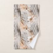 灰色ベージュのトロピカルパターン。 バスタオルセット (ハンドタオル)