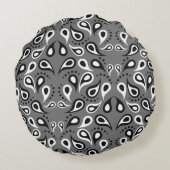 灰色ペイズリー円枕 ラウンドクッション (裏面)