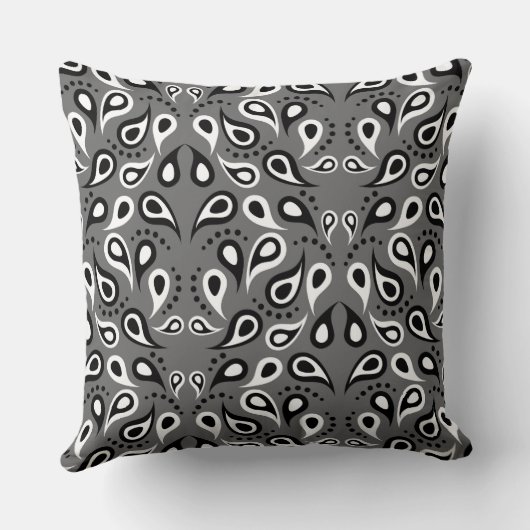 灰色ペイズリー枕 クッション (裏面)