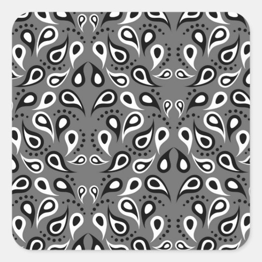 灰色ペイズリー スクエアシール (正面)