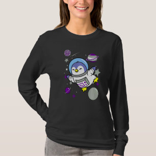 灰色ペンギン宇宙灰色プライド Tシャツ