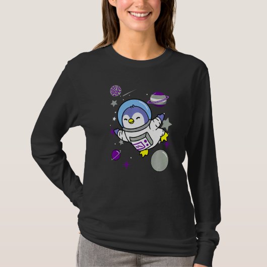 灰色ペンギン宇宙灰色プライド Tシャツ (正面)