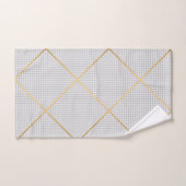 灰色ホワイト金ゴールドマーメイドスケールパターン バスタオルセット (ハンドタオル)