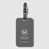灰色ミニマルのクラシック活字モノグラム ラゲッジタグ (正面縦)