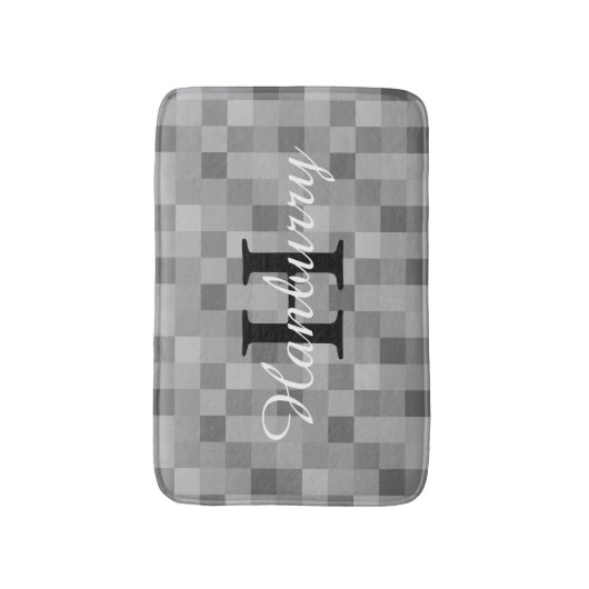 灰色モザイク模様のバスマット バスマット (正面縦)