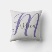 灰色モダンと紫のモノグラム クッション (裏面)