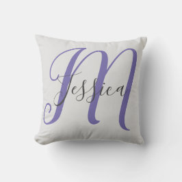 灰色モダンと紫のモノグラム クッション