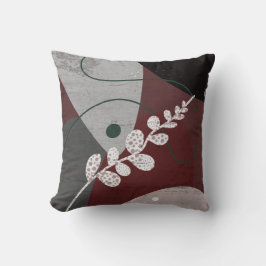 灰色モダンと茶色の葉抽象芸術の土色 クッション