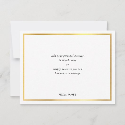 灰色モダンのクール金ゴールド書 サンキューカード (裏面)