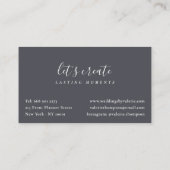 灰色モダンの埃の青いシックエレガントボホフェザー 名刺 (裏面)