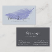 灰色モダンの埃の青いシックエレガントボホフェザー 名刺 (正面/裏面)