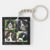 灰色モダンの家族カスタム写真コラージュのモノグラム キーホルダー (裏面)