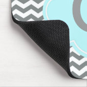 灰色モダンの白いシボロンのモノグラム マウスパッド (コーナー)