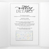 灰色モダンの葉のクレストモノグラム結婚の 三つ折り招待状 (内部中)