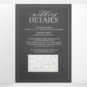 灰色モダンの葉のクレストモノグラム結婚の 三つ折り招待状 (内部中)