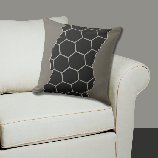 灰色モダンの黒い折れ模様 クッション