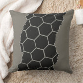 灰色モダンの黒い折れ模様 クッション (ブランケット)