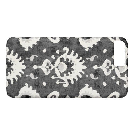 灰色モダンの黒はっきりした色のイカットの部族模様 Case-Mate iPhoneケース (裏面(横))
