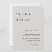 灰色モダンタイポグラフィが一つのシンプル結婚の 招待状 (正面)