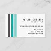 灰色モダンティール(緑がかった色)アクアブルーストライプ白 名刺 (裏面)