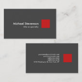 灰色モダンユニークスタイリッシュ赤 名刺 (正面/裏面)