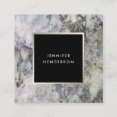 灰色モダン大理石ブラックシルバープロフェッショナル スクエア名刺 (正面)