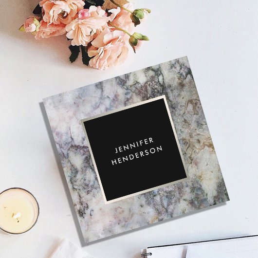 灰色モダン大理石ブラックシルバープロフェッショナル スクエア名刺