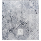 灰色モダン白大理石模様モノグラム シャワーカーテン (正面)