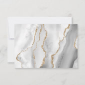 灰色モダン白金ゴールドアガ結婚ート 出欠カード (裏面)