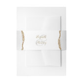 灰色モダン白金ゴールドアガ結婚ート 招待状ベリーバンド (正面例)