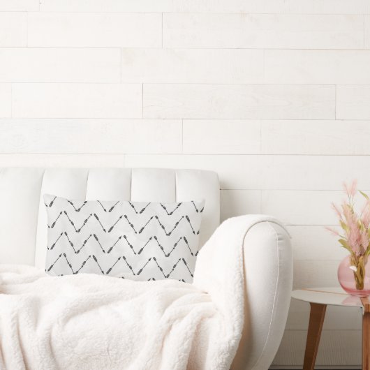 灰色モダン矢柄デザイン枕 ランバークッション (ソファ)