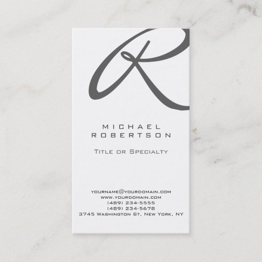 灰色モノグラムホワイト縦型名刺 名刺 (正面)