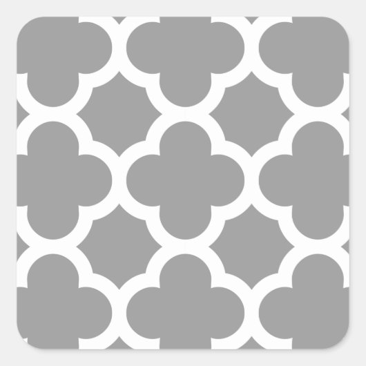 灰色モロカン四枚葉模様 スクエアシール (正面)