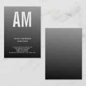 灰色ユニーク黒プレーンシンプルモノグラム 名刺 (正面/裏面)
