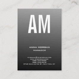 灰色ユニーク黒プレーンシンプルモノグラム 名刺