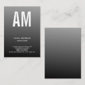 灰色ユニーク黒プレーンシンプルモノグラム 名刺 (正面/裏面)