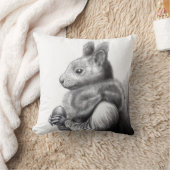 灰色リスの毛皮のスカーフを持つ赤いリス（雪） クッション (ブランケット)