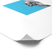 灰色リスの毛皮のスカーフを持つ赤いリス（青） ポスター (角)