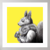 灰色リスの毛皮のスカーフを持つ赤いリス（黄色） ポスター (正面)