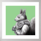 灰色リスの毛皮のスカーフを持つ赤いリス(Moegi) ポスター (正面)