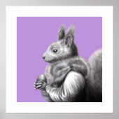 灰色リスの毛皮のスカーフを持つ赤いリス(Sumire) ポスター (正面)