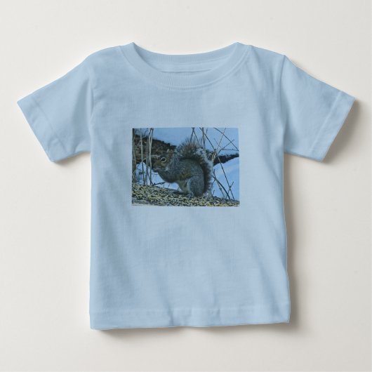 灰色リスベビー乳児Tシャツ ベビーTシャツ (正面)