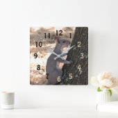 灰色リス番号付き壁時計 スクエア壁時計 (ホーム)