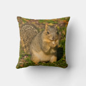 灰色リス、食べ、ピーナッツ、クリスタル春 クッション (裏面)